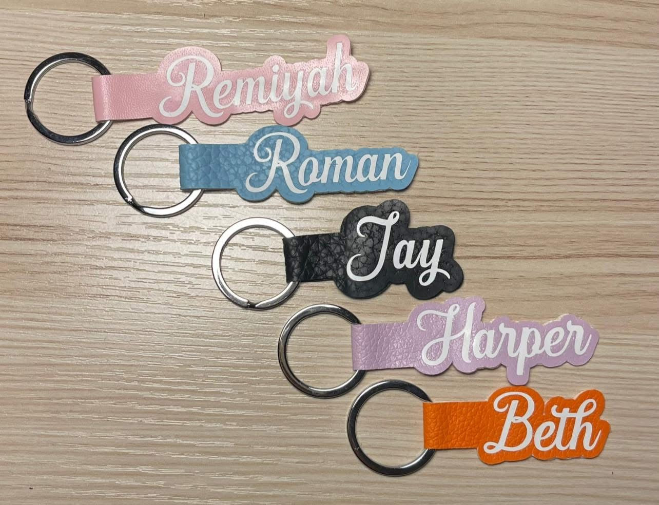 Personalised Leather Name Keyrings